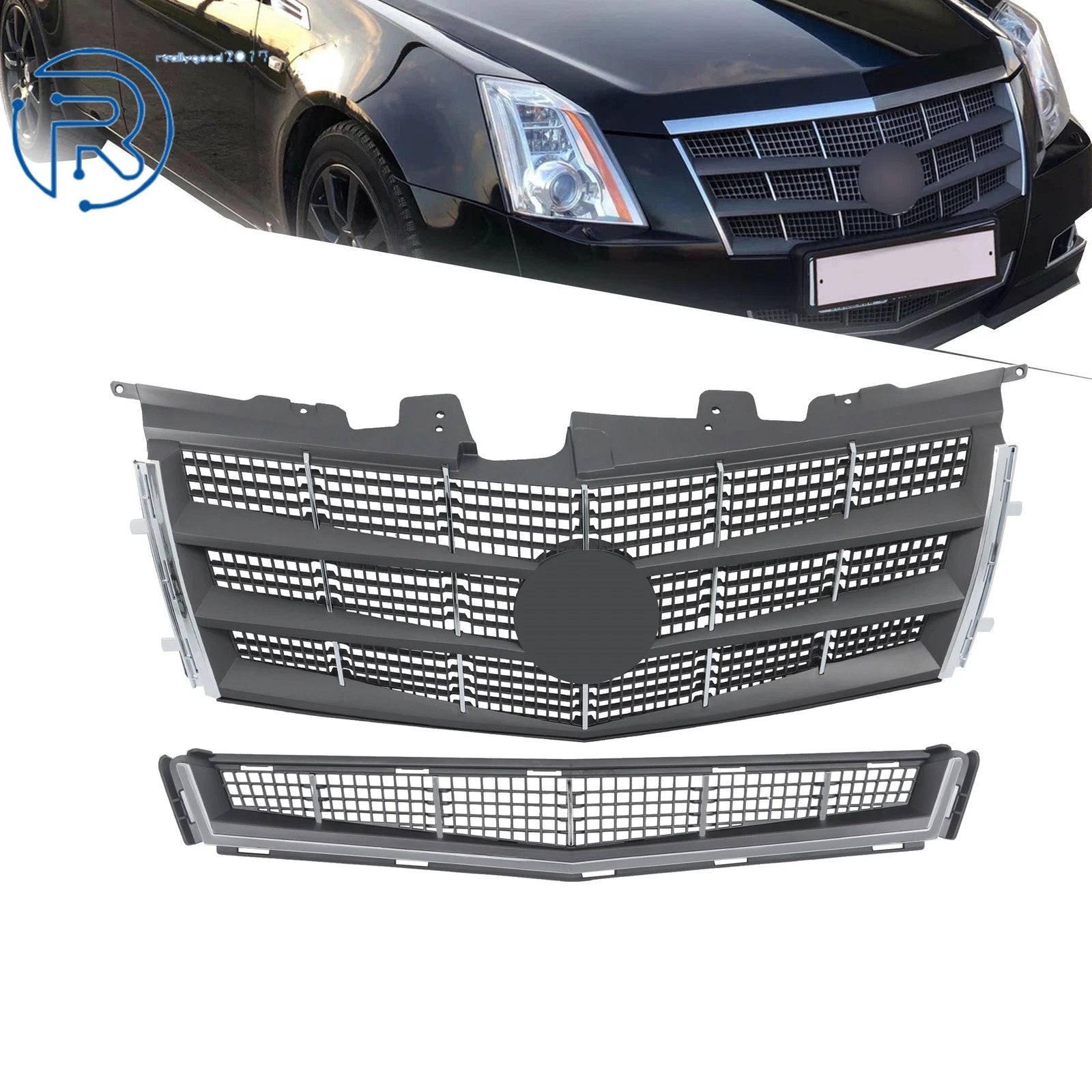 Front Upper Lower Grill Kit for Cadillac CTS (2008–2011)