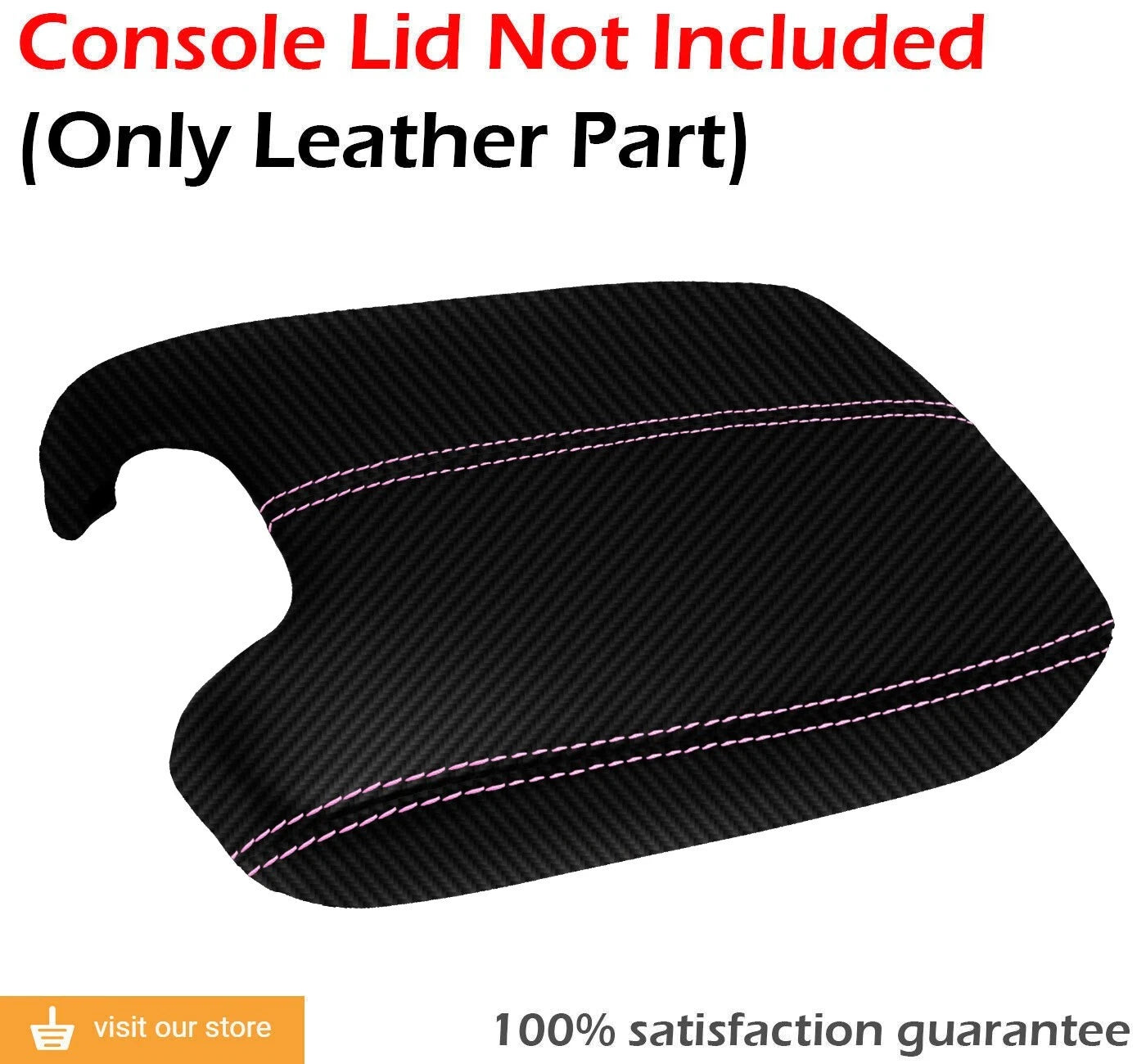 Console Armrest Cover for Honda Accord (2008–2012) Carbon Fiber Black Pink Stitch
