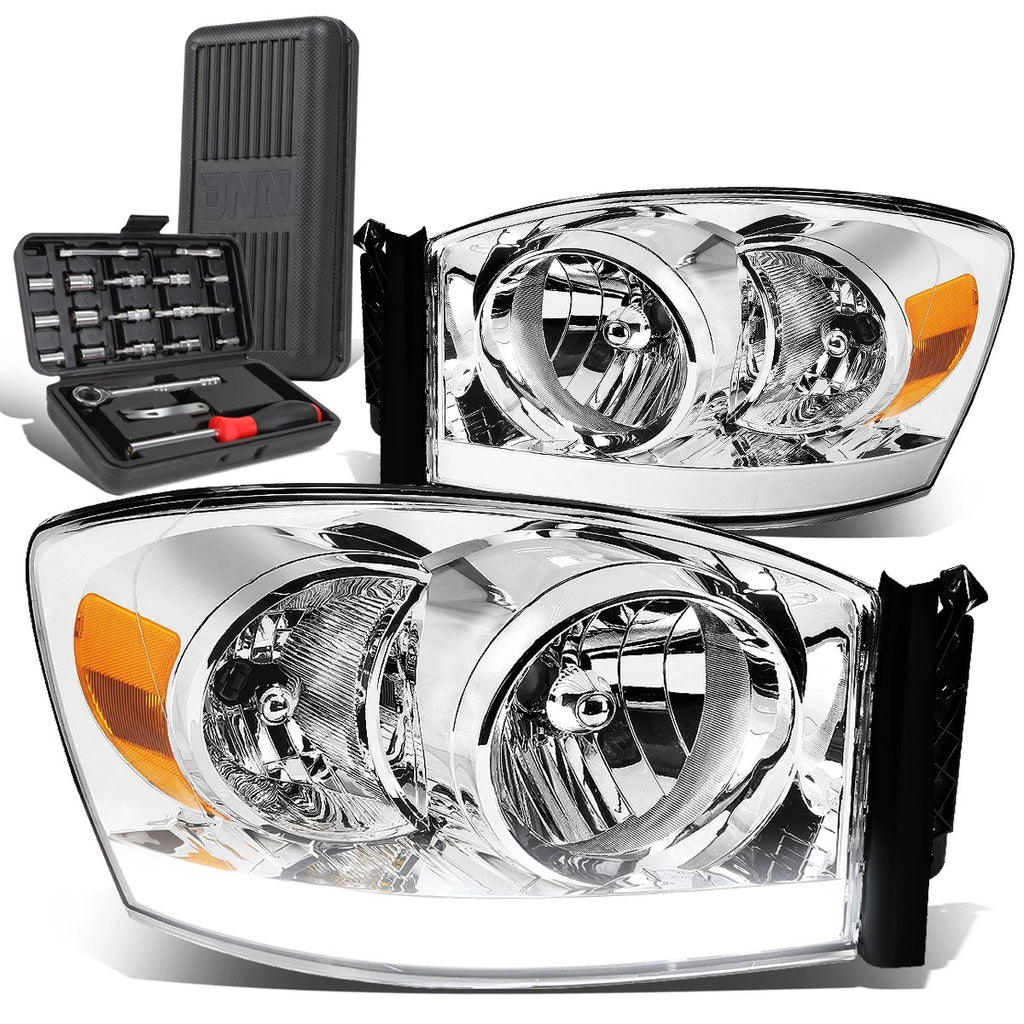 LED DRL Chrome/Amber Turn Signal Headlight for Dodge Ram 1500 (2006–2009)