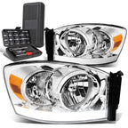 LED DRL Chrome/Amber Turn Signal Headlight for Dodge Ram 1500 (2006–2009)