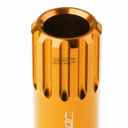 Set of 4 Open-End Aluminum Orange Lug Nuts + Adapter M12x1.25 (20mm OD)