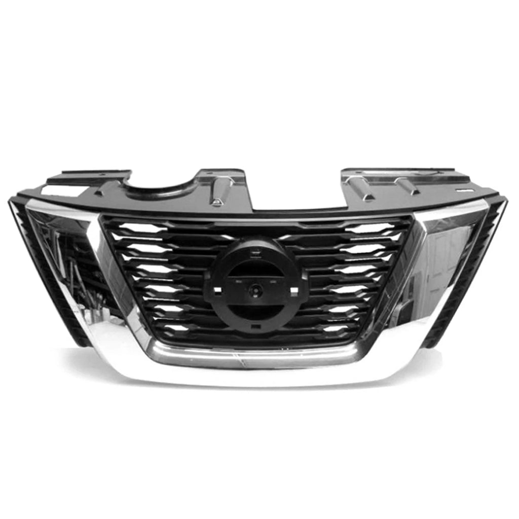 Replacement Black ABS Front Grille w/Chrome Molding for 2017-2018 Nissan Rogue