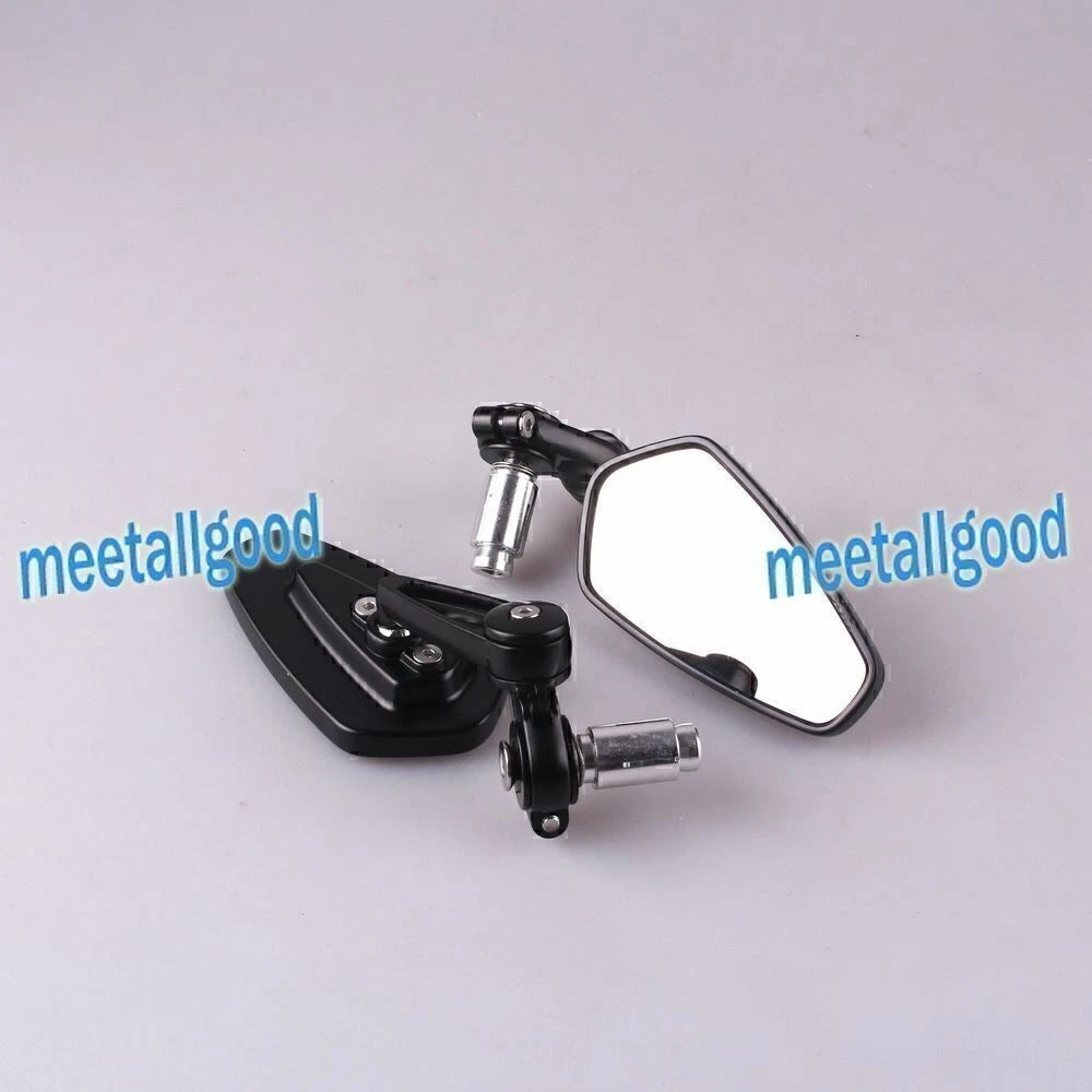 7/8" Handle Bar End Rear View Mirror Black for Honda Yamaha Motorcycle