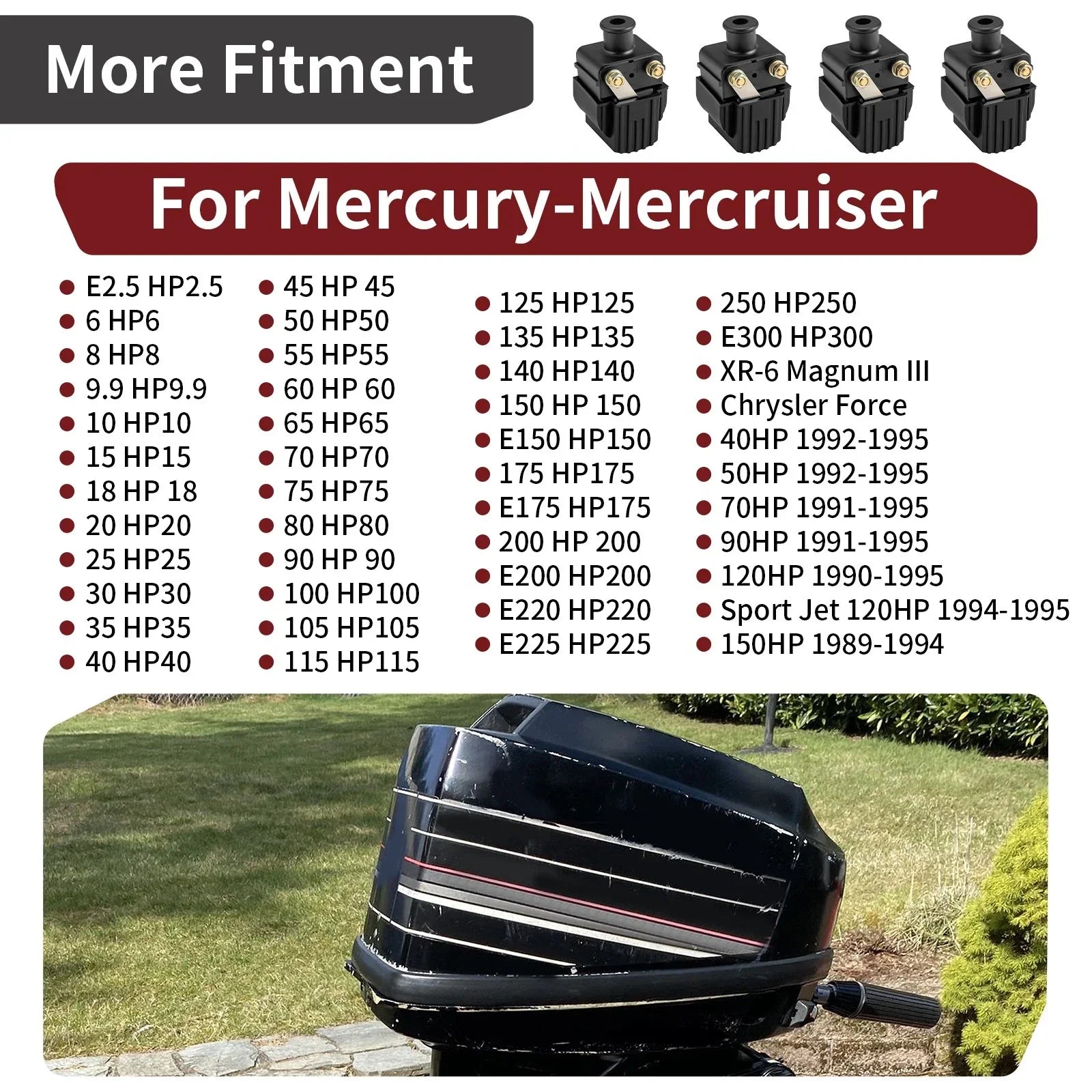 4 x Ignition Coils for Mercury & Mariner HP