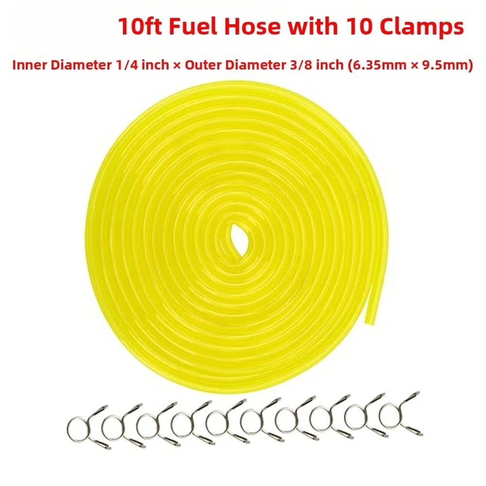 Fuel Line 1/4 Inch ID 3/8 Inch OD for Lawn Mower (10 Feet Long)