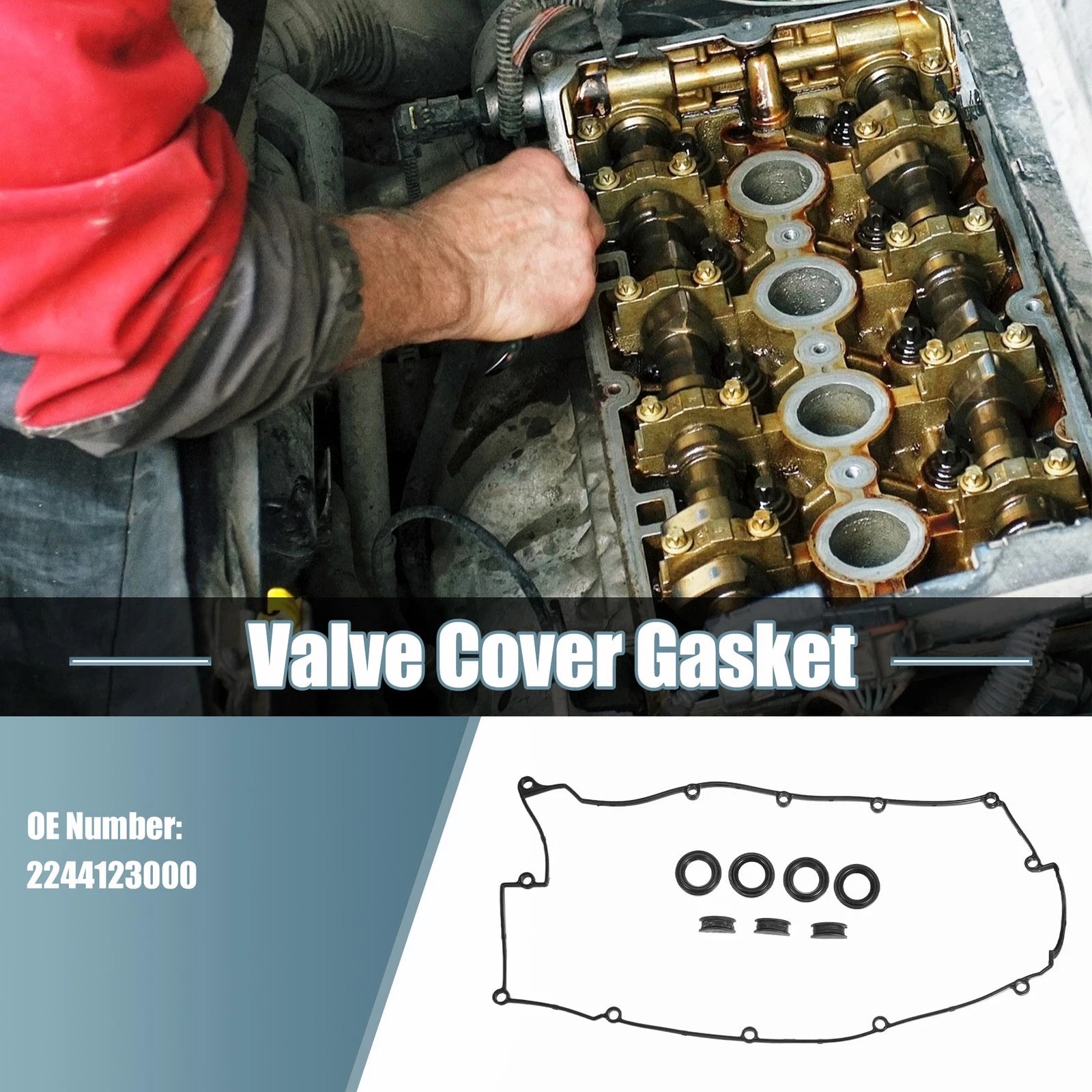 Set of 2 Engine Valve Cover Gaskets for Hyundai Tiburon (2003–2008) No. 2244123000