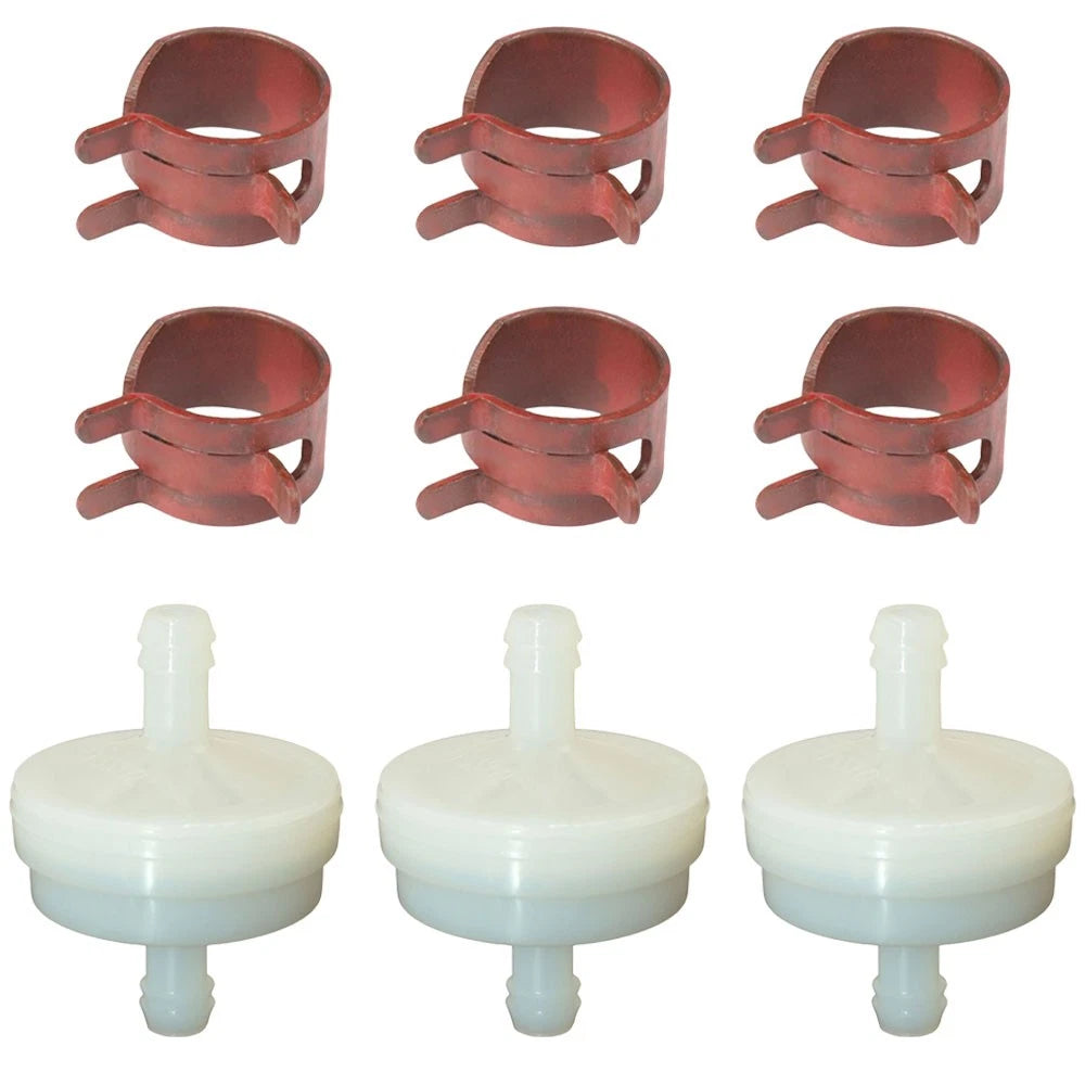 3 Fuel Filters and 6 Hose Clamps for Snapper (Replaces 394358)