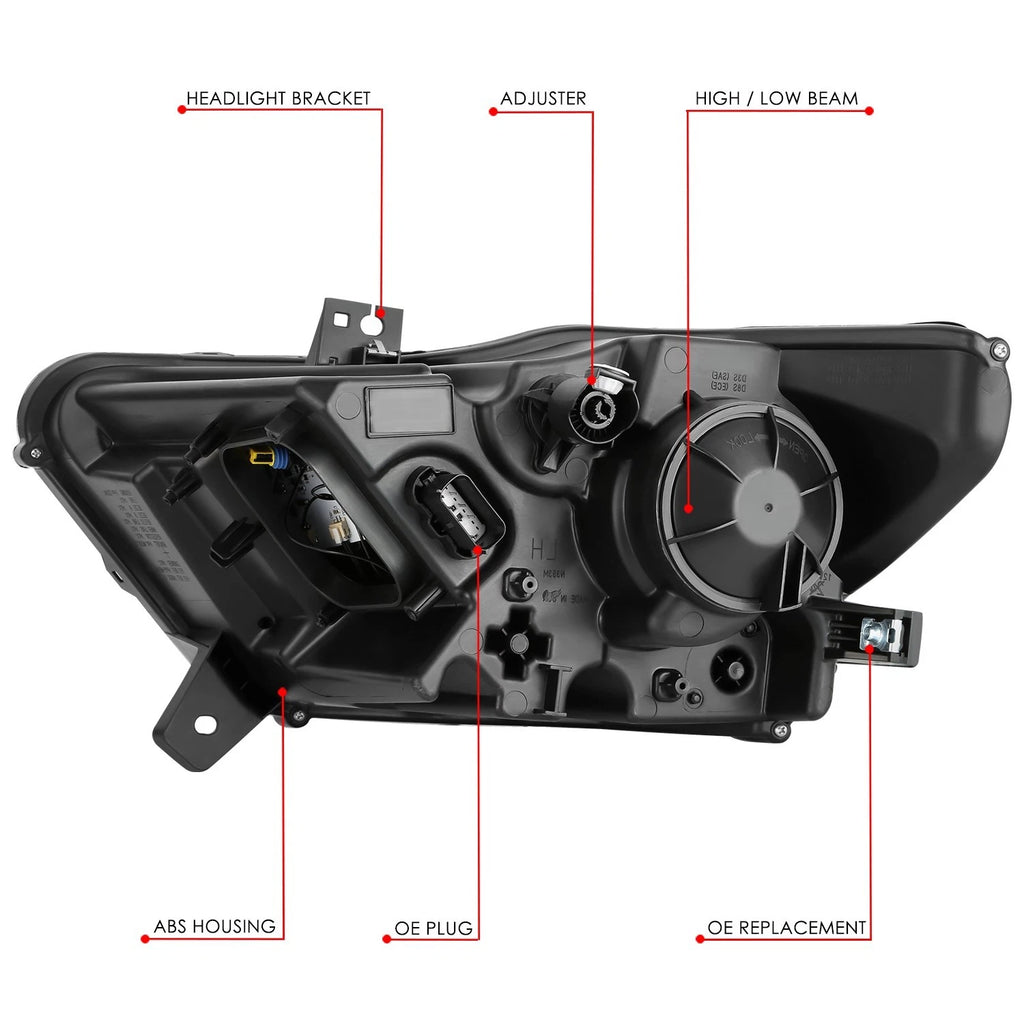 Right Side Projector Headlight for Ford Mustang (2015–2017) OE Style Black Amber HID