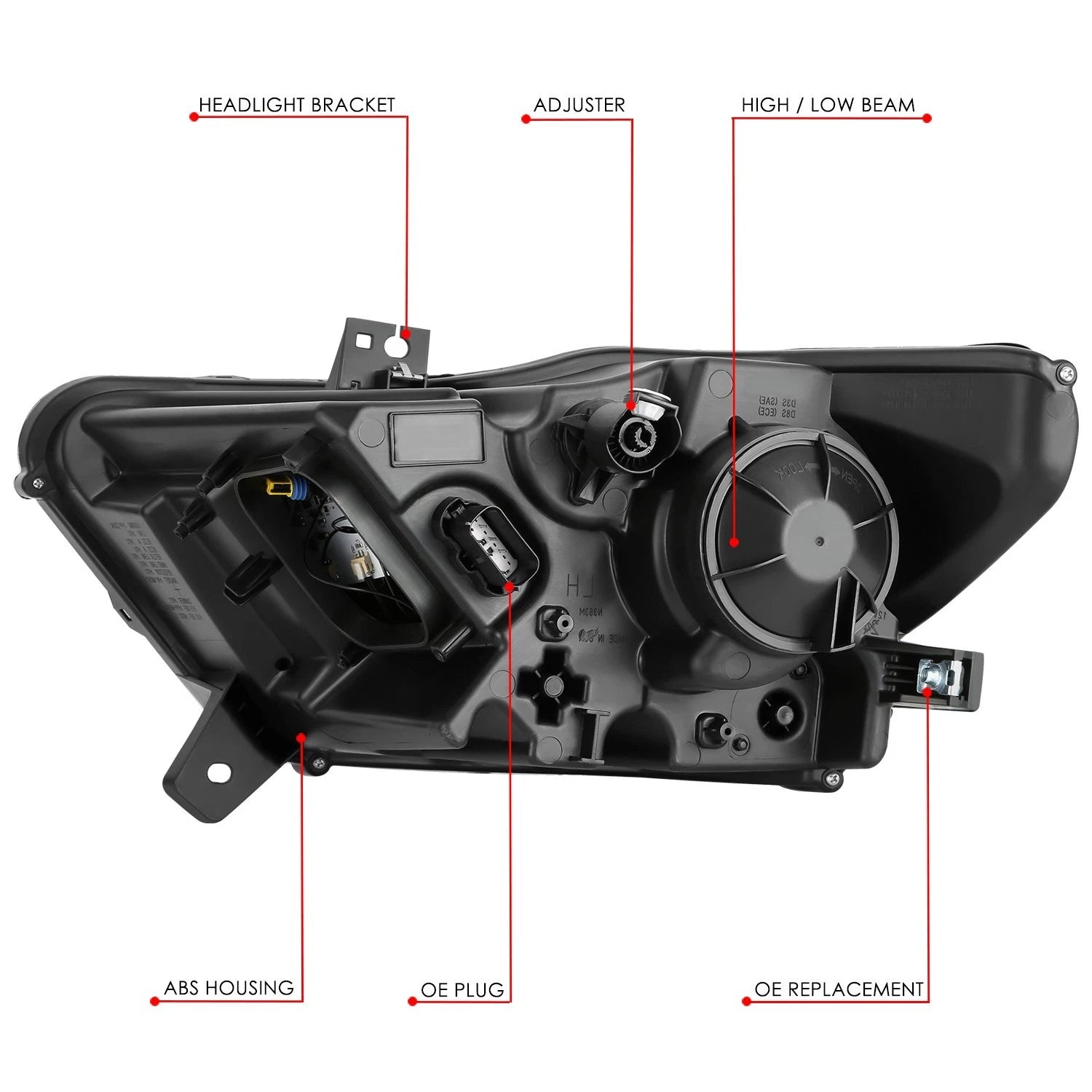 Right Side Projector Headlight for Ford Mustang (2015–2017) OE Style Black Amber HID