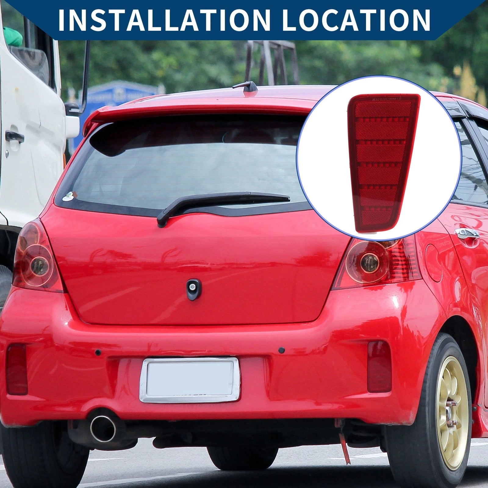 Rear Left Bumper Reflector for Toyota Yaris (2012–2014) Red Sport Bumper