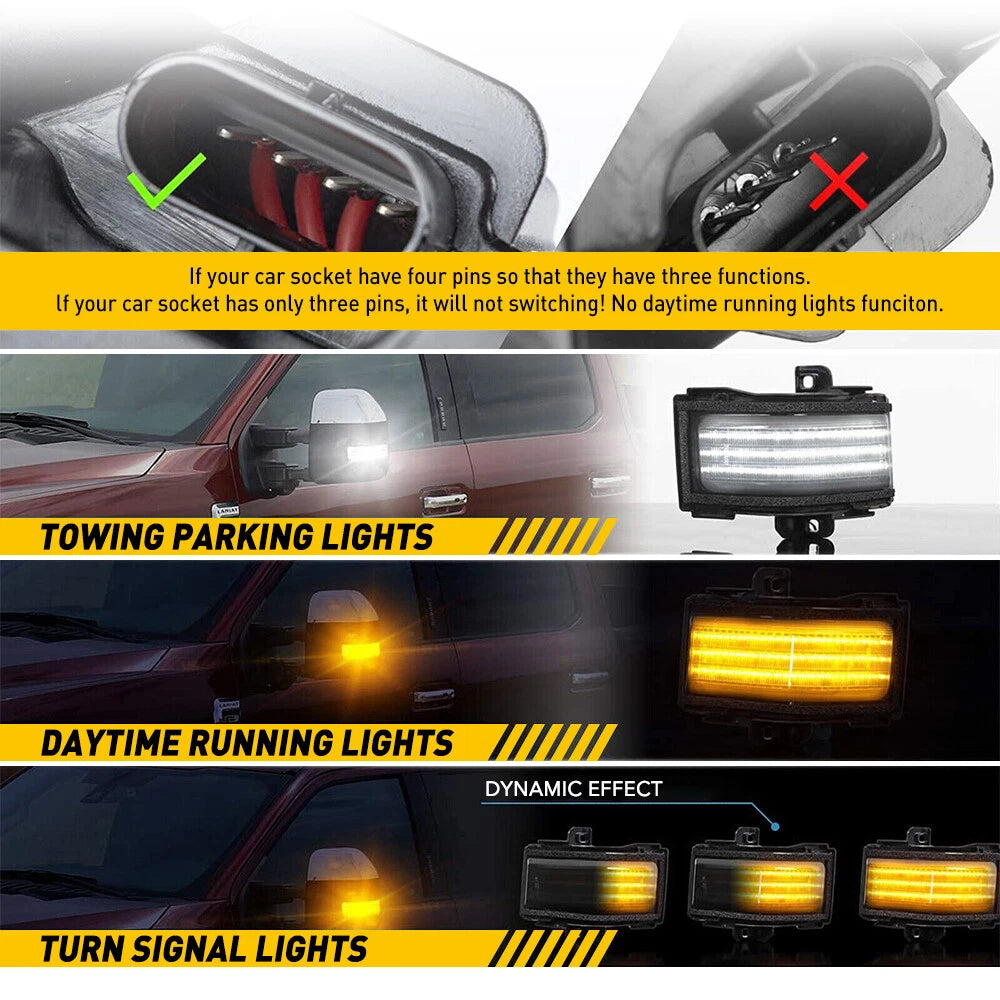2X Switchback LED Towing Mirror Lights for Ford Super Duty (2017â2022)