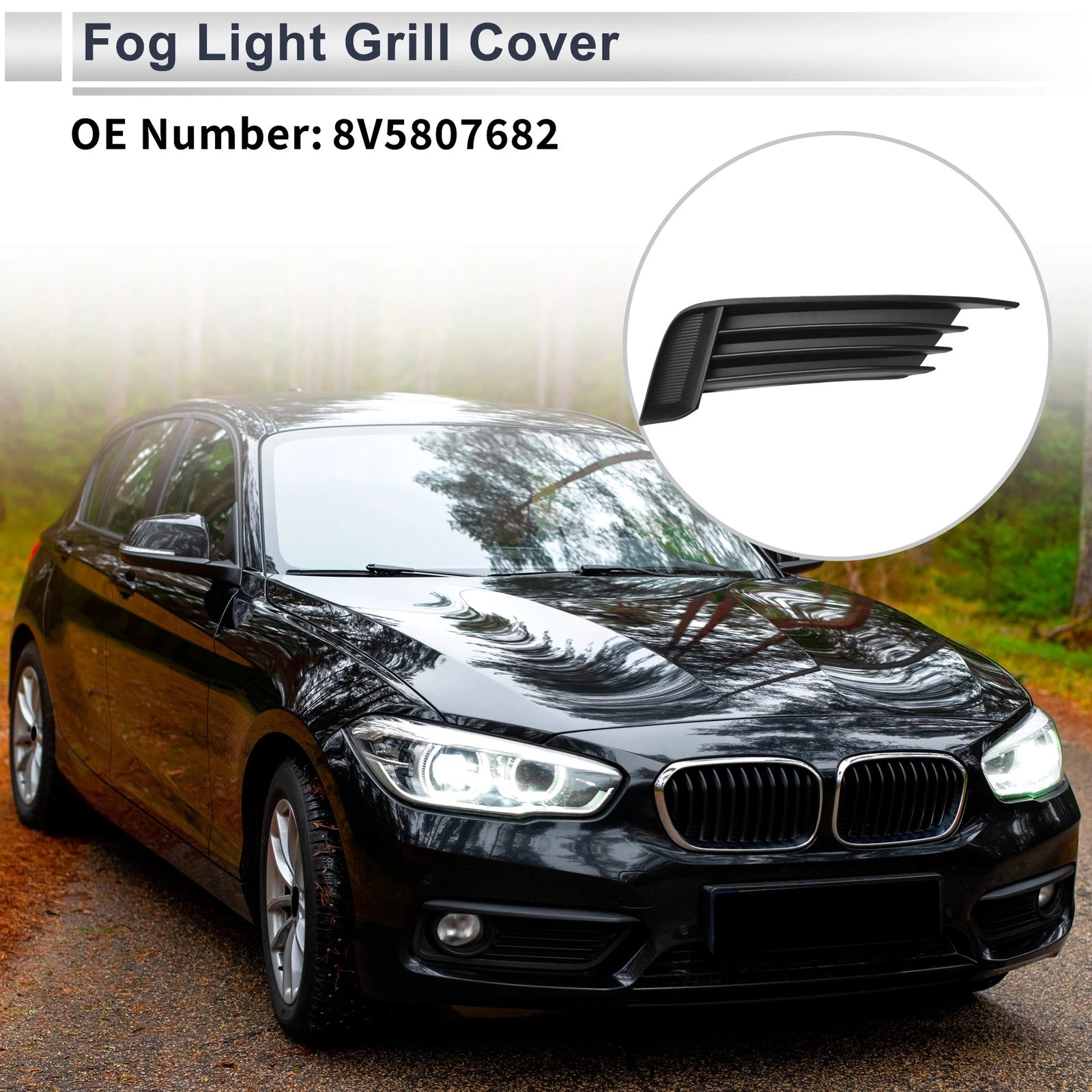1pc Fog Light Grill for Audi A3 S3 (2013–2017) No. 8V5807682 Black