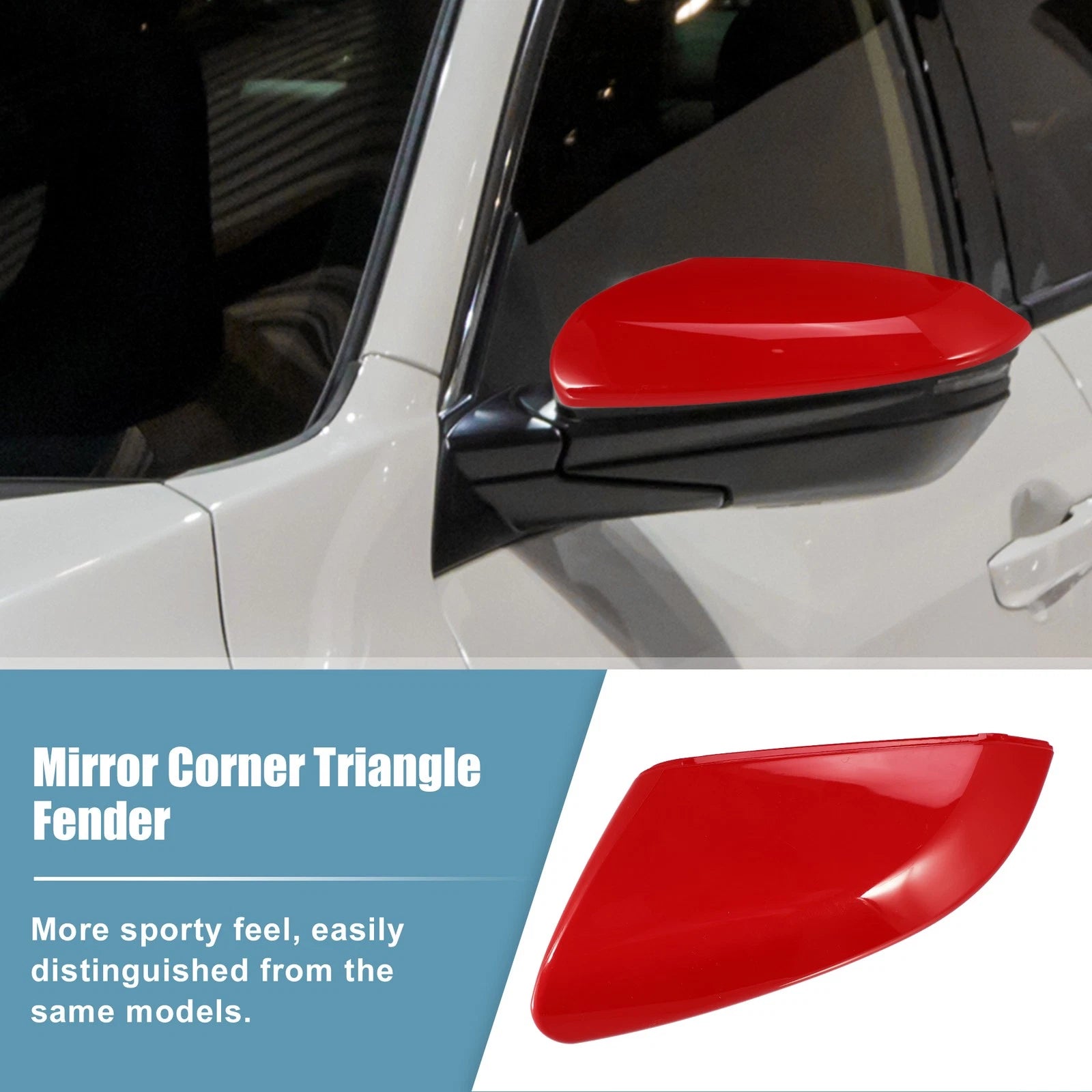 Left Side Mirror Corner Triangle Fender Cover Trim for Honda Civic (2016–2019) Red