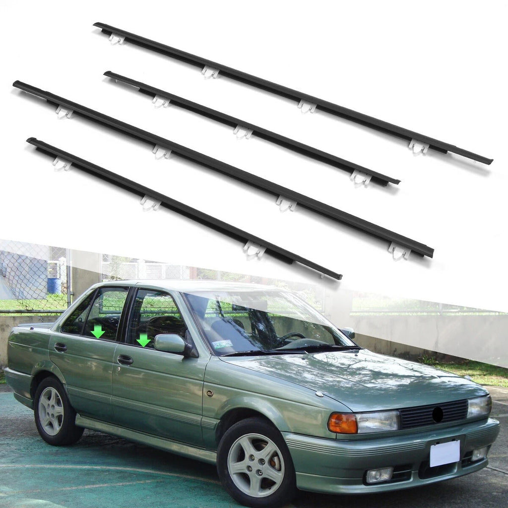 Set of 4 Window Sweep Weatherstrips for Nissan Datsun Sunny B13 Sentra (1991–1994)