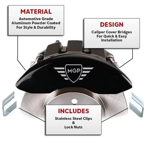 Black Caliper Covers Set with MGP Logo for Ford E-350 Econoline (2008–2014)