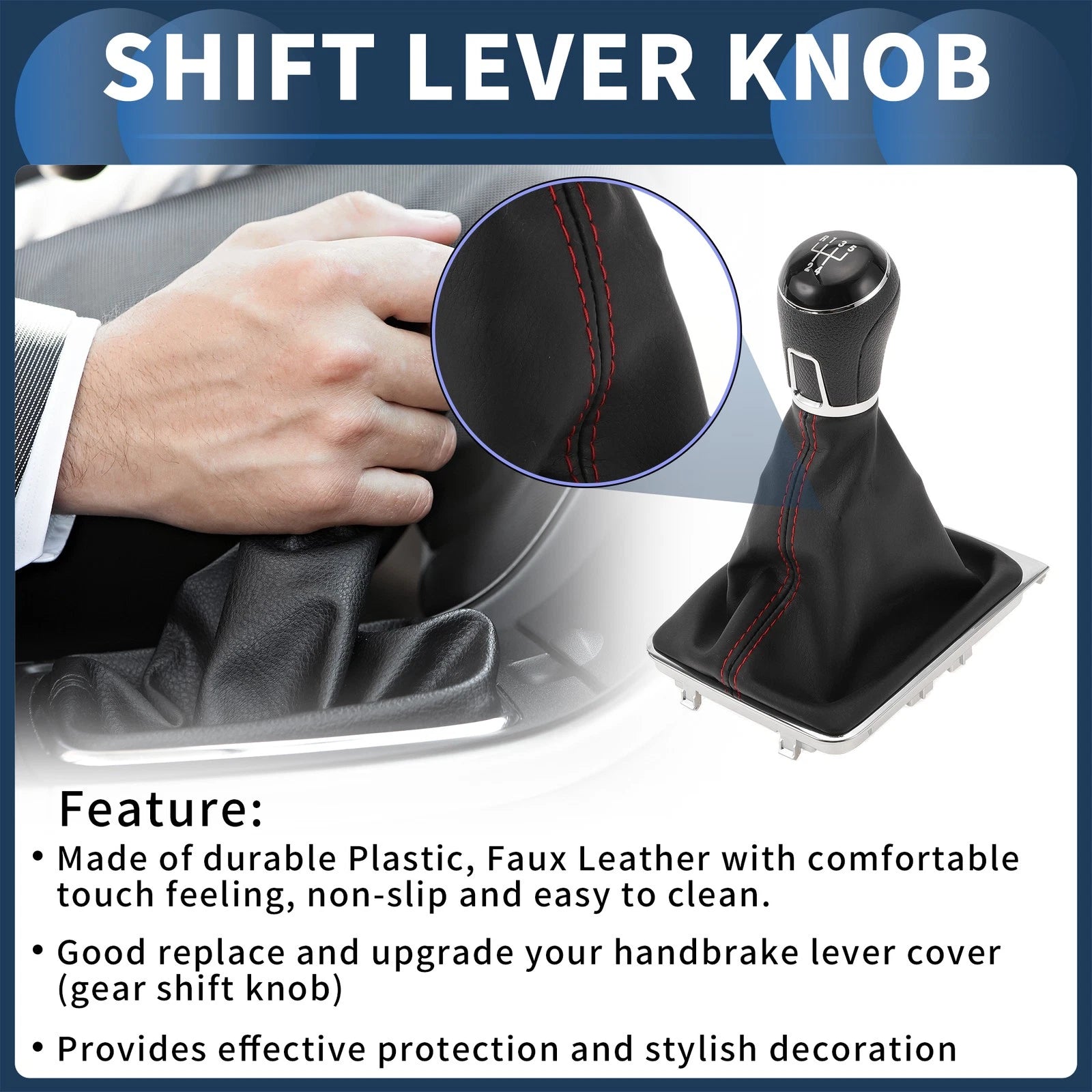 5 Speed Gear Shift Knob with Cover No.3AA711113A for VW Passat (2013–2021)