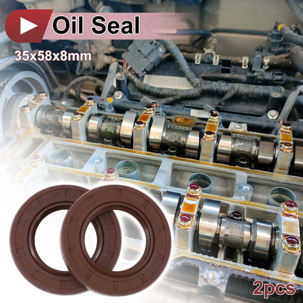 2X Oil Seal Rotary Shaft Seal FKM Rubber 35x58x8mm for Various Models 