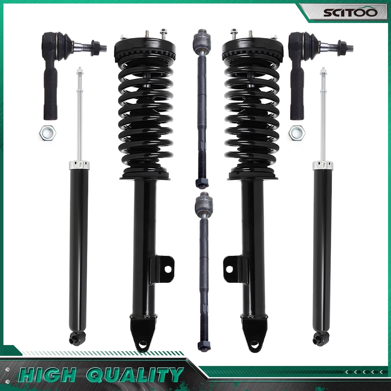 Set of 4 Front Struts Rear Shocks Tie Rods for Chrysler 300 Charger Magnum (2006–2010)