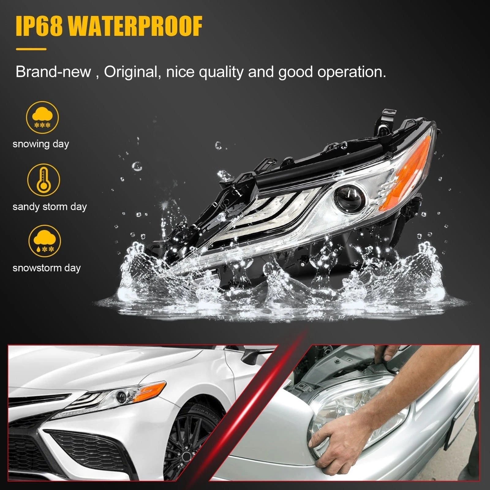 Full LED DRL Projector Headlights for Toyota Camry (2018–2024)