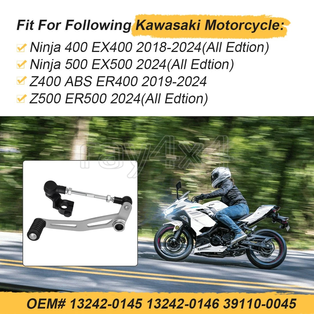 Gear Change Foot Pedal Shifter Lever for Kawasaki Ninja 400 500 (2018–2023)