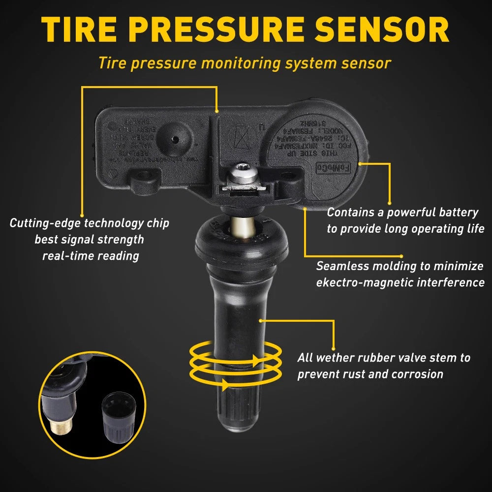 Set of 4 Tire Pressure Sensors for Jeep Wrangler (2013–2016) & Grand Cherokee (2011–2015)