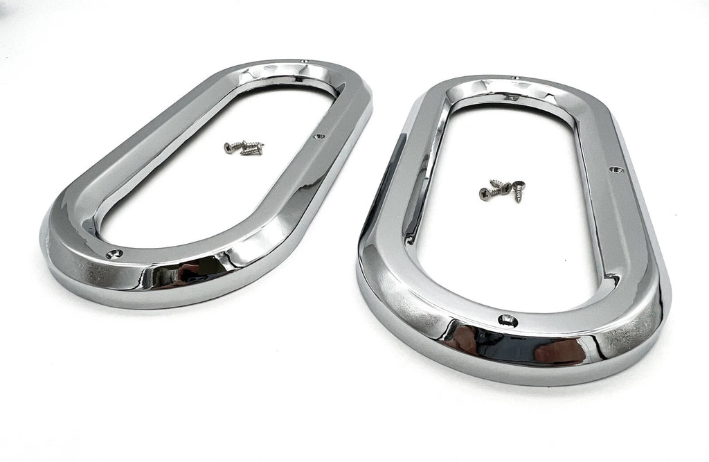 Chrome Semi Truck Trailer Light Bezels for 6 Inch Oval Lights (Qty 1)
