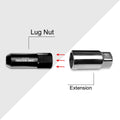 20Pc M12X1.25 Black JDM Open-End Acorn Hex Wheel Lug Nuts + Extension 25mm