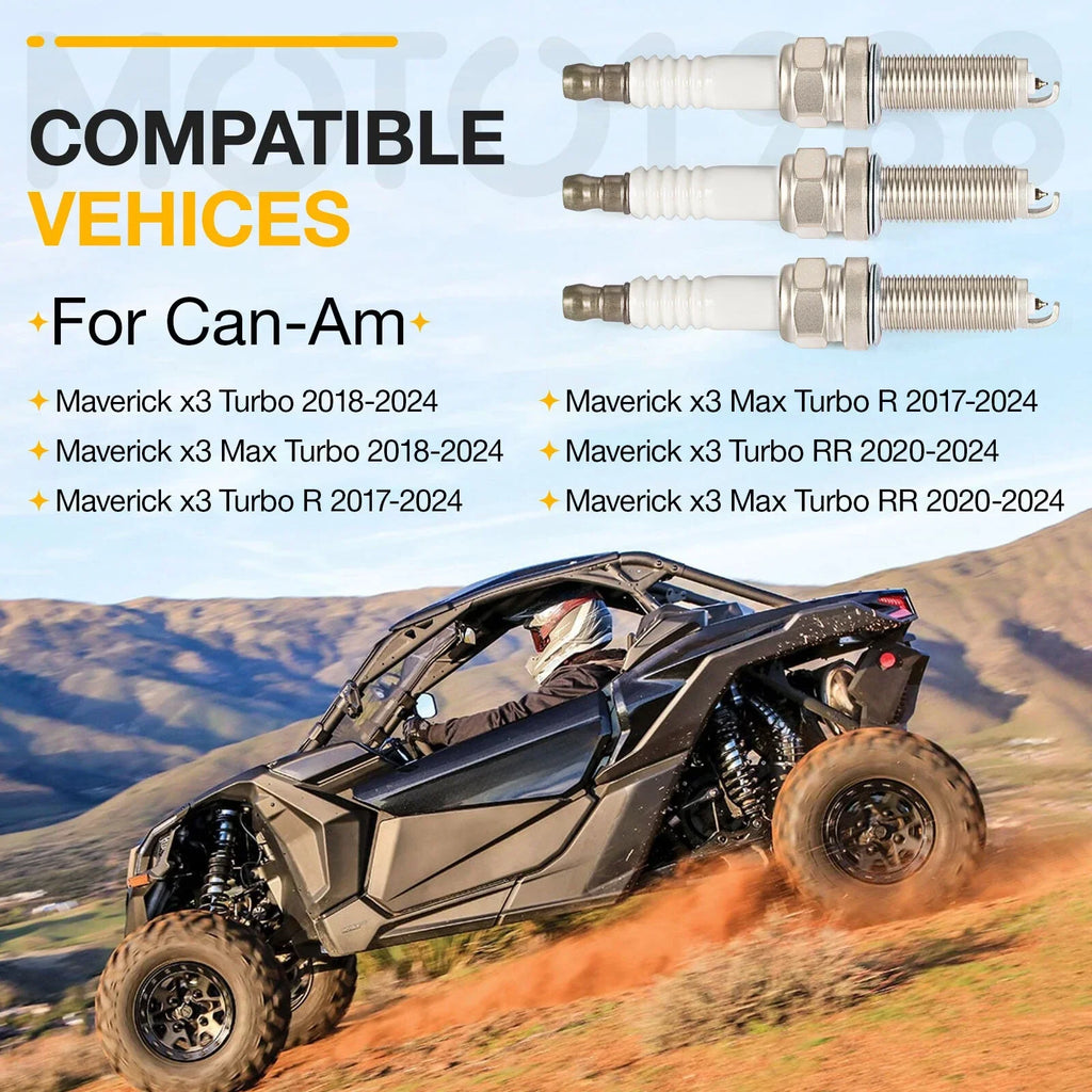 Spark Plug (3 Pack) for Can-Am Maverick X3 Turbo Max R RR (2017–2024)