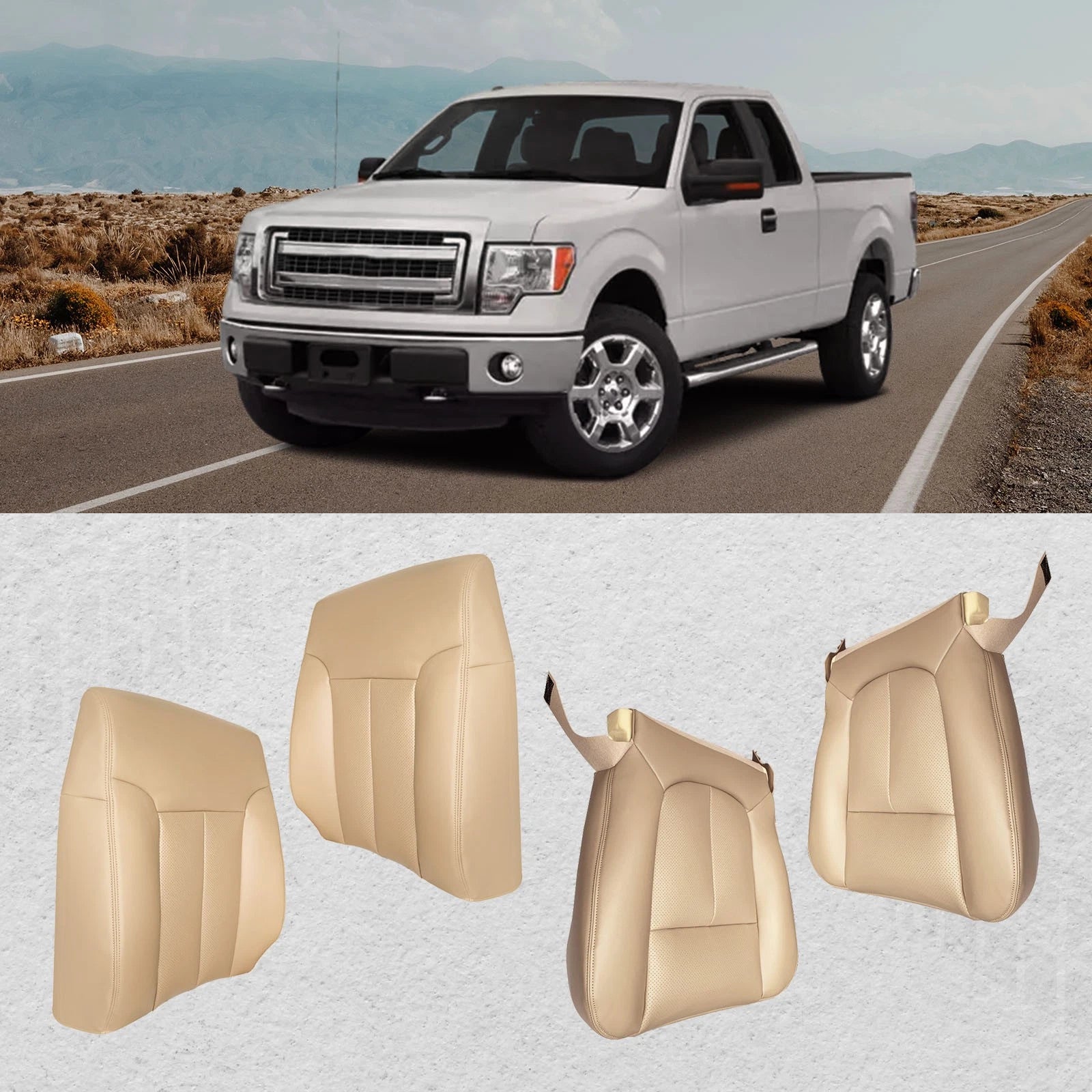 Set of 2 Tan Seat Covers for Ford F150 Lariat (2009–2014)