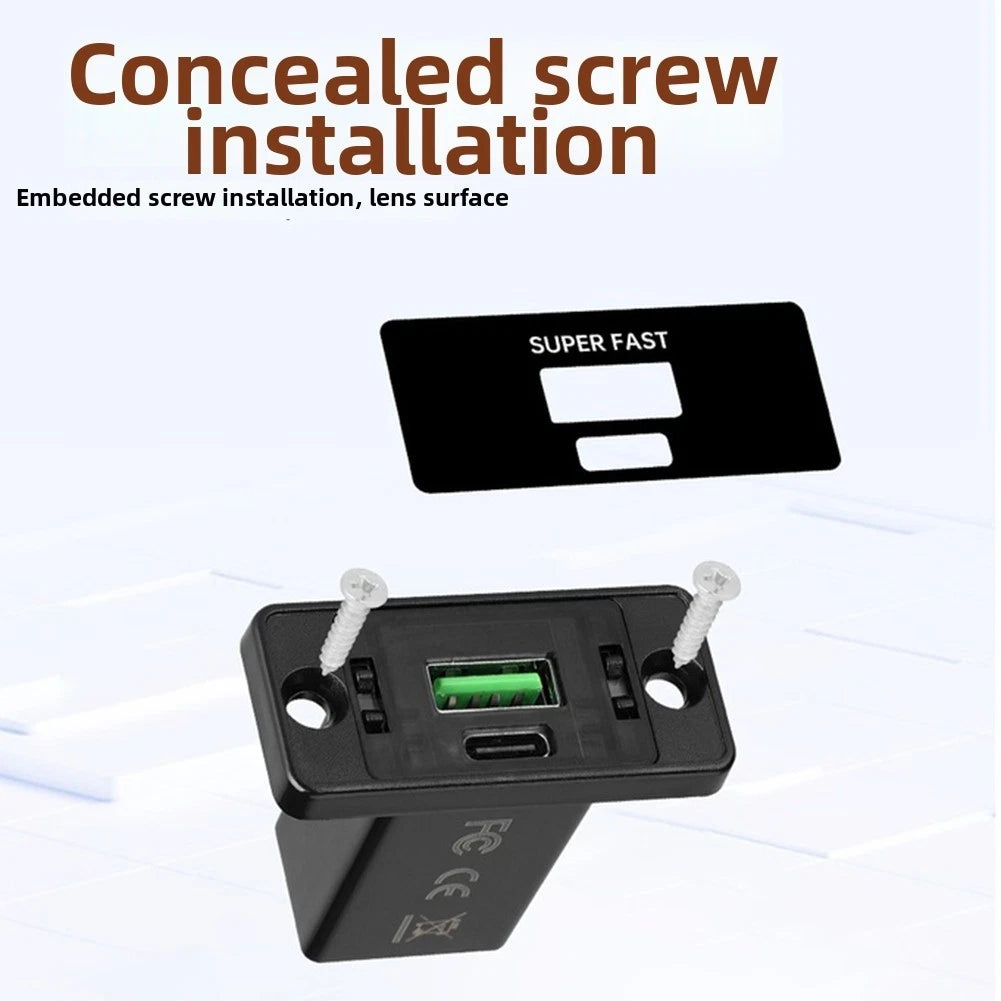 Car Charger for QC3.0 PD Protocols (12V 24V) Type-C USB Square Style