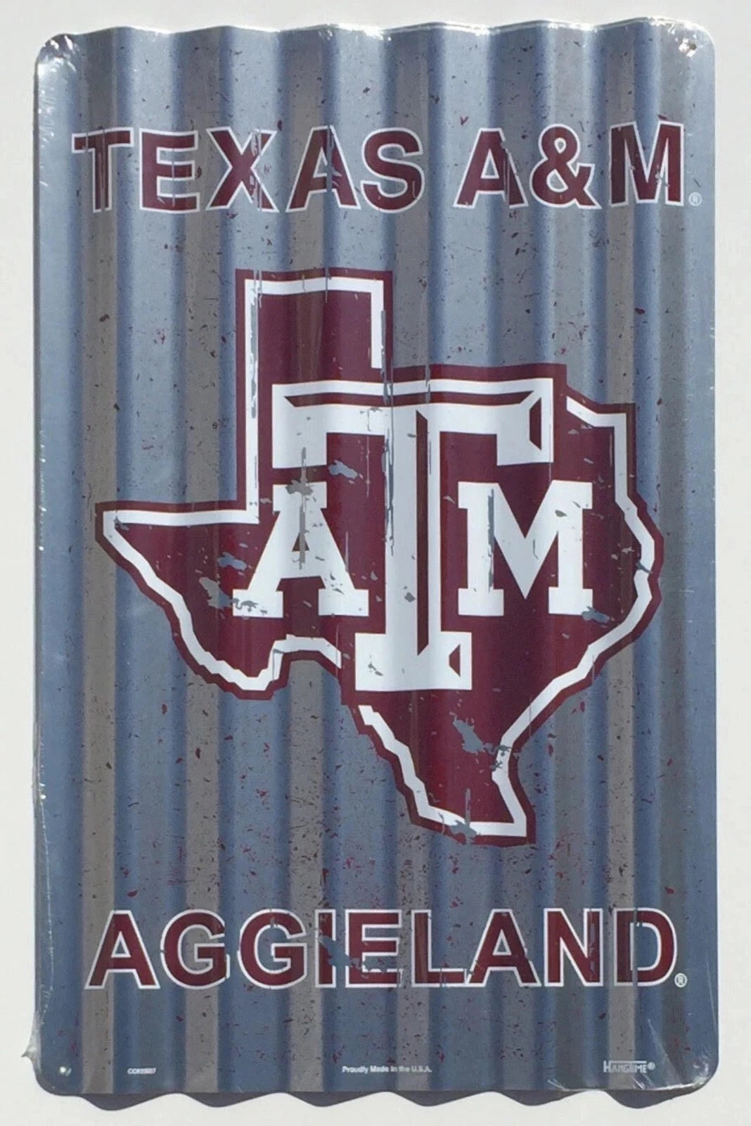 Texas A&M Aggies Corrugated Metal Sign 12" x 18" Retro Tin Decor