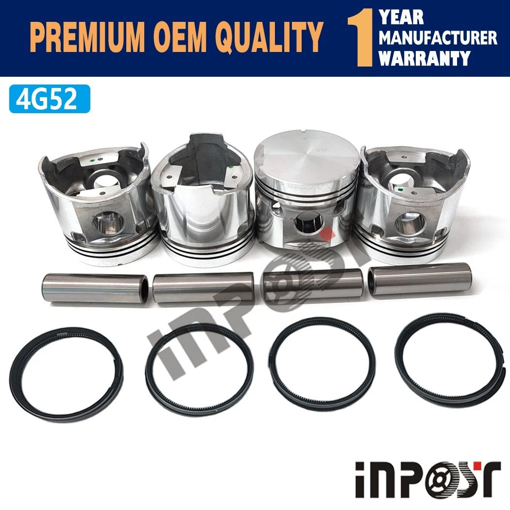 Set of 4 STD Pistons with Rings for Mitsubishi 4G52