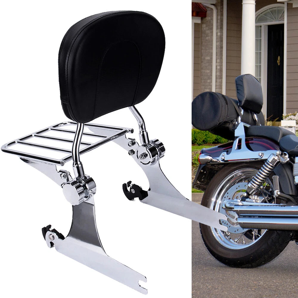 Chrome Backrest Sissy Bar for Harley Dyna Street Super Glide Low Rider (2006–2018)