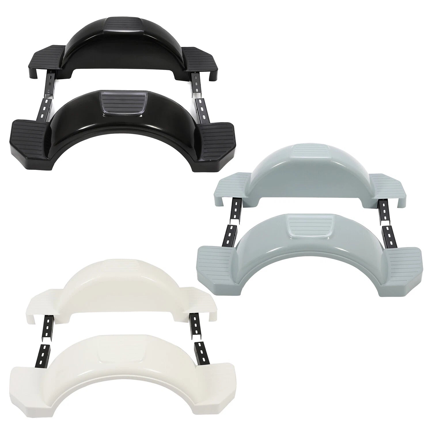 Set of 2 Single Axle Trailer Fenders for 13" Wheels (Gray/Black/White)