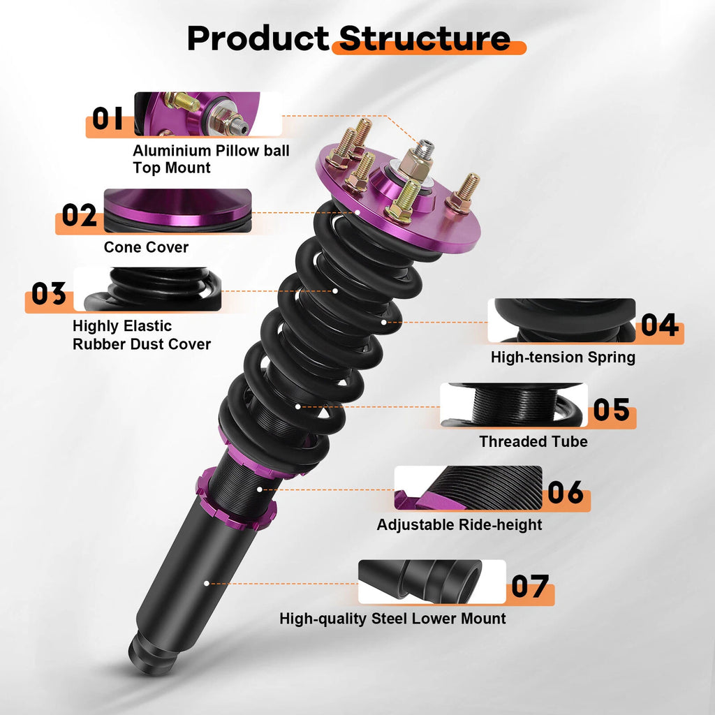 Purple Coilovers for Honda Accord (2003–2007) Adjustable Height