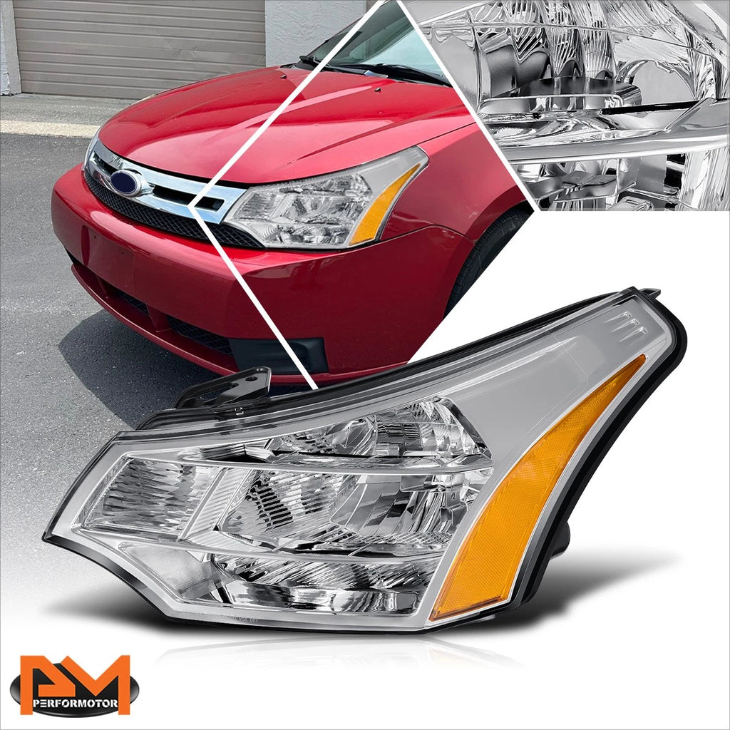 Left Side Headlight Lamp Chrome/Amber for Ford Focus (2008–2011)