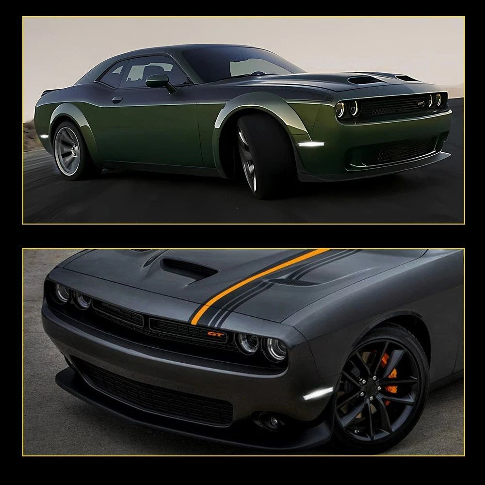 2 Front White LED Side Marker Lights for Dodge Challenger (2015–2022)