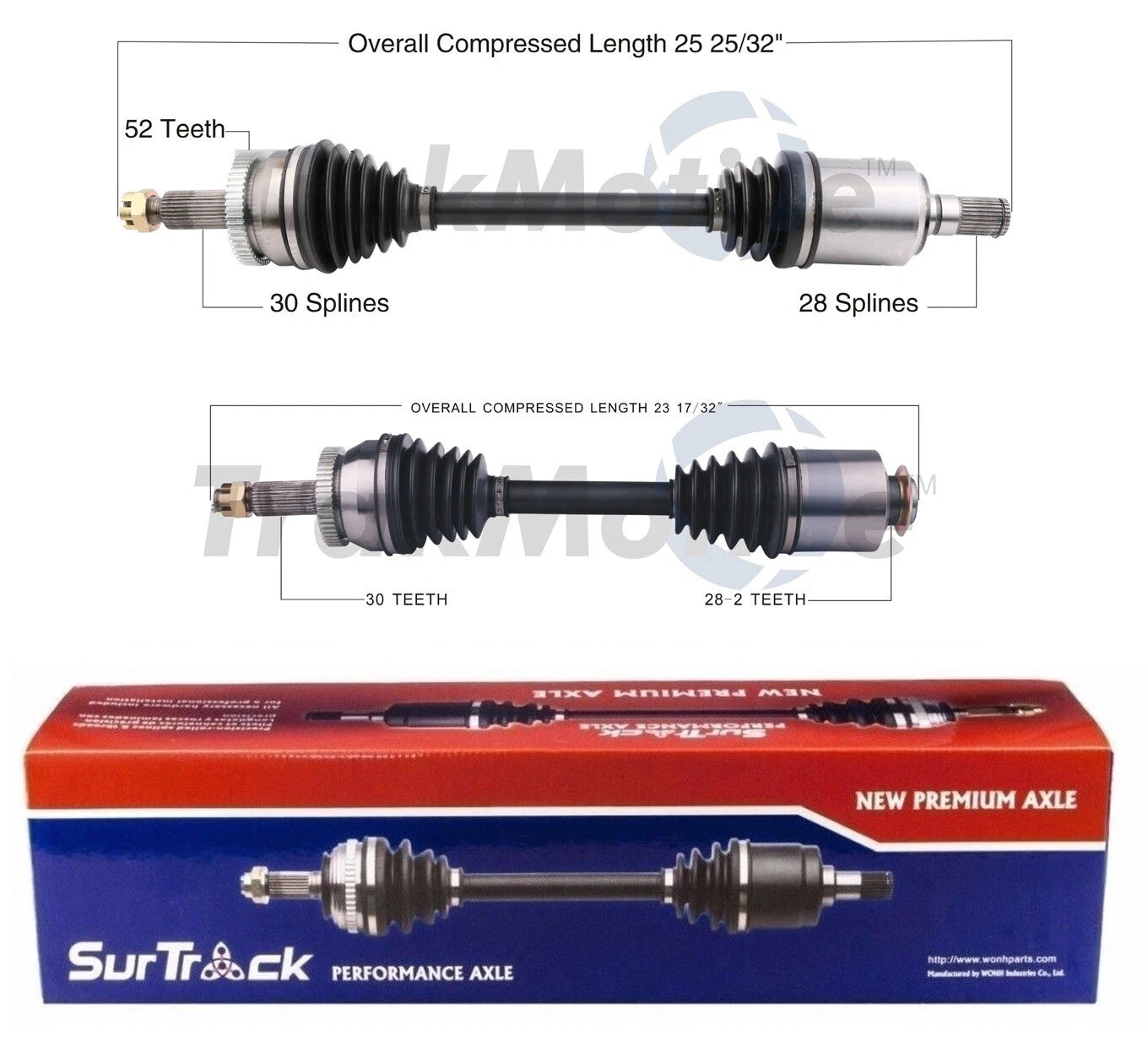 Set of 2 Front CV Axle Shafts for Hyundai Santa Fe, Kia Sorento