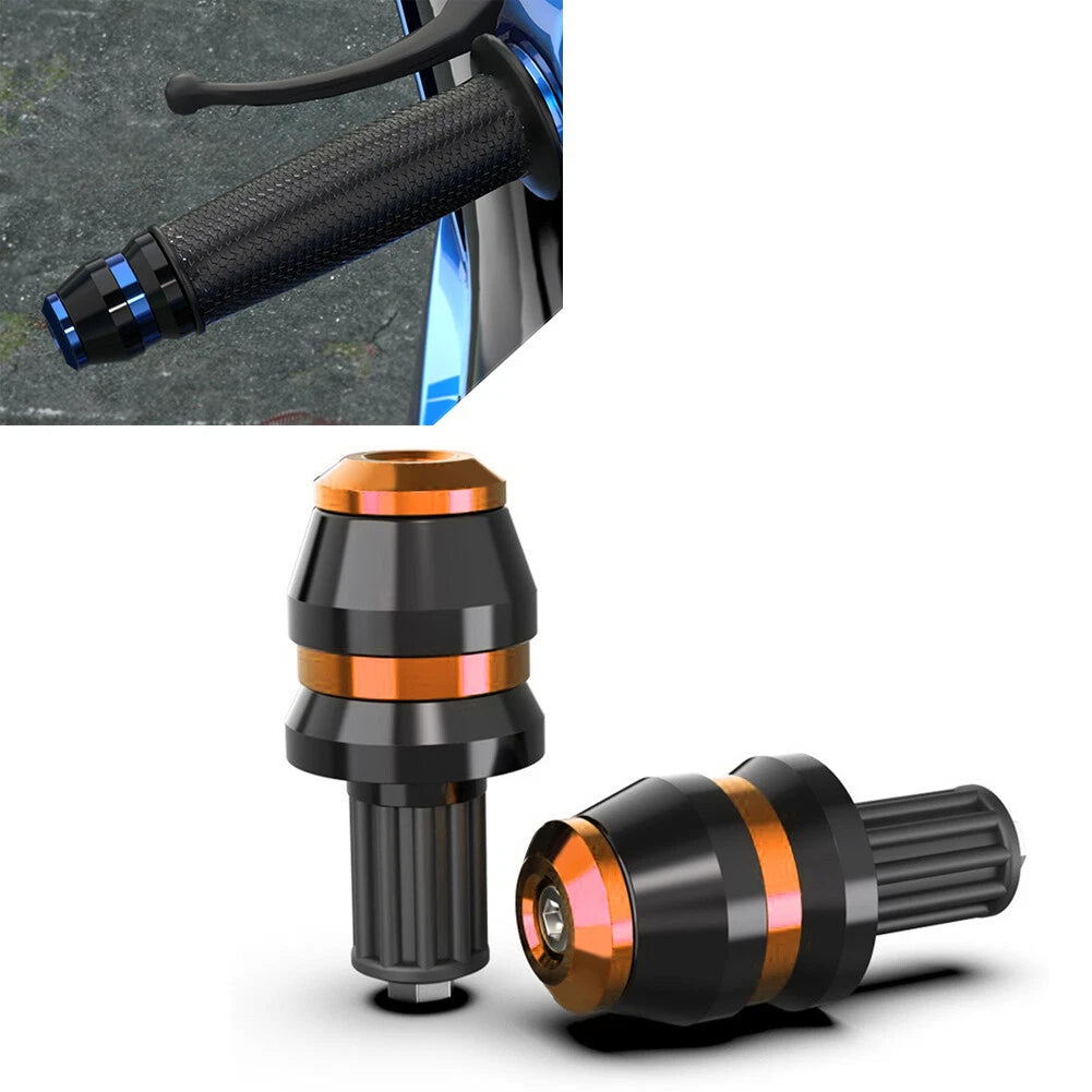 Pair of 22mm Motorcycle Handlebar Grips Bar End Slider Cap Plugs CNC