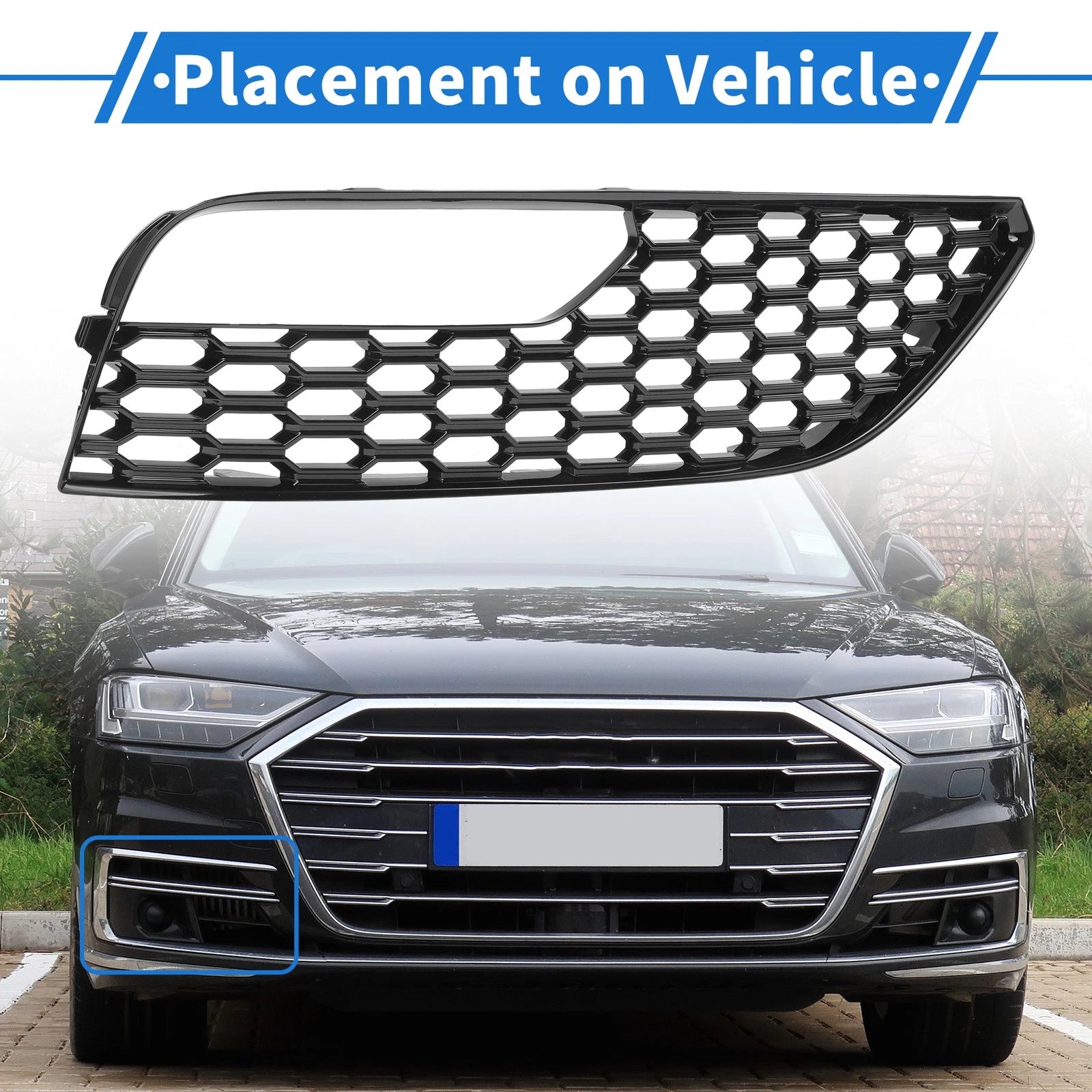 1pc Fog Light Grill for Audi A3 (2012–2016) No. 8V3807682 Black