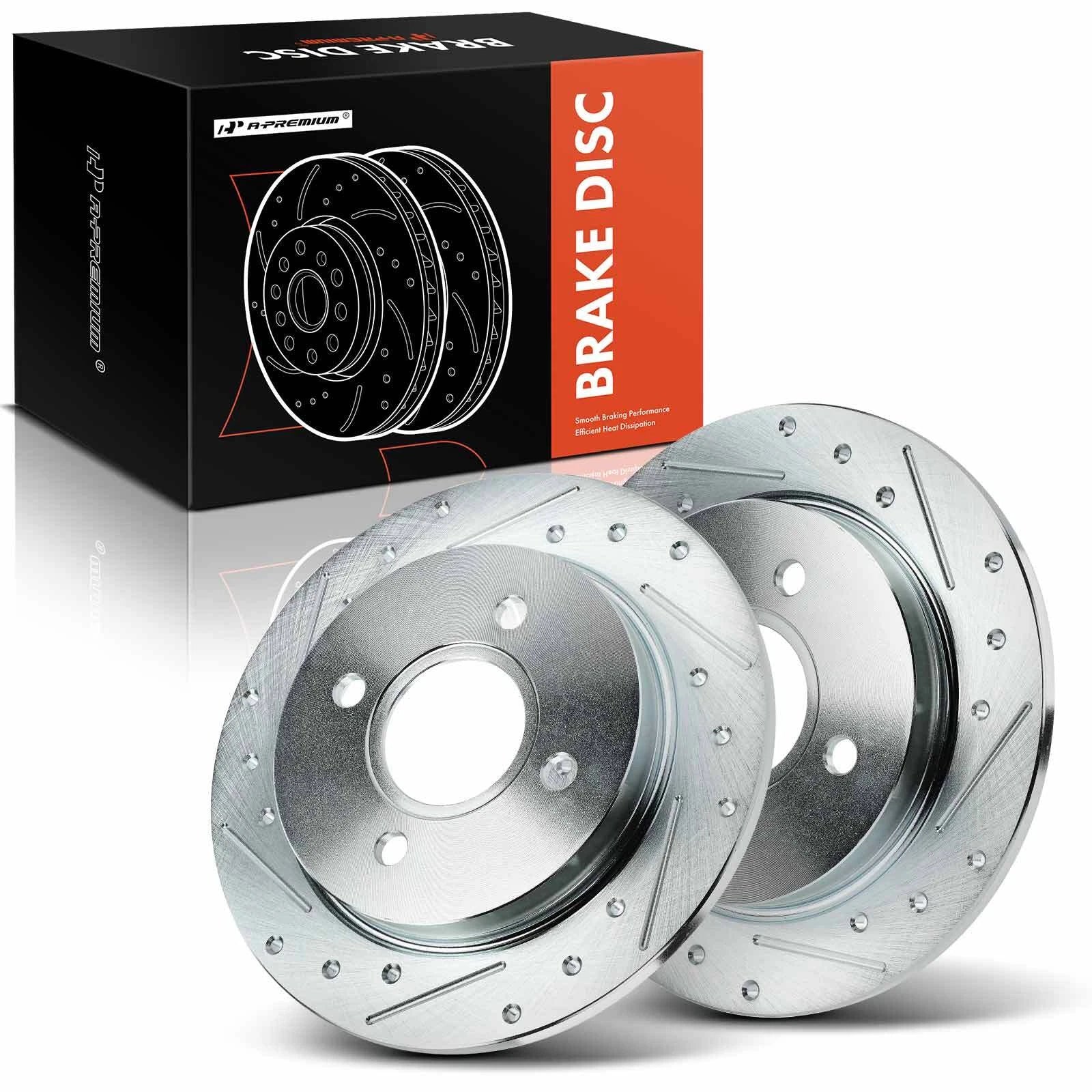 Rear Drilled Brake Rotors for Ford Focus (2001–2007) Fiesta (2014–2019)