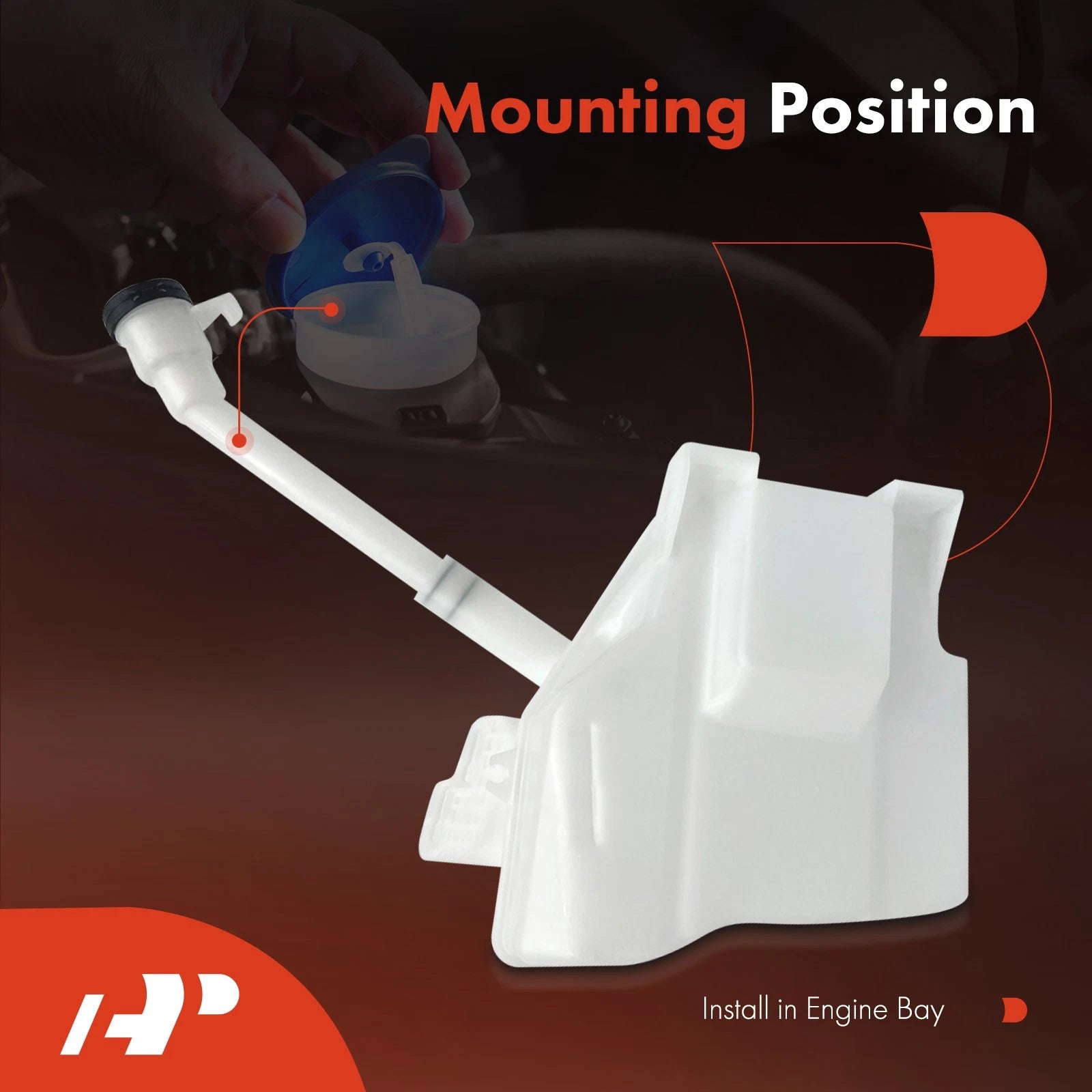 Windshield Washer Reservoir with Cap & Pump for Chevy Cruze (2016–2019)
