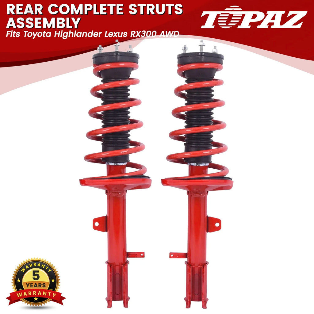 Set of 2 Rear Struts with Coil Spring for Toyota Highlander Lexus RX300 (2001–2007)