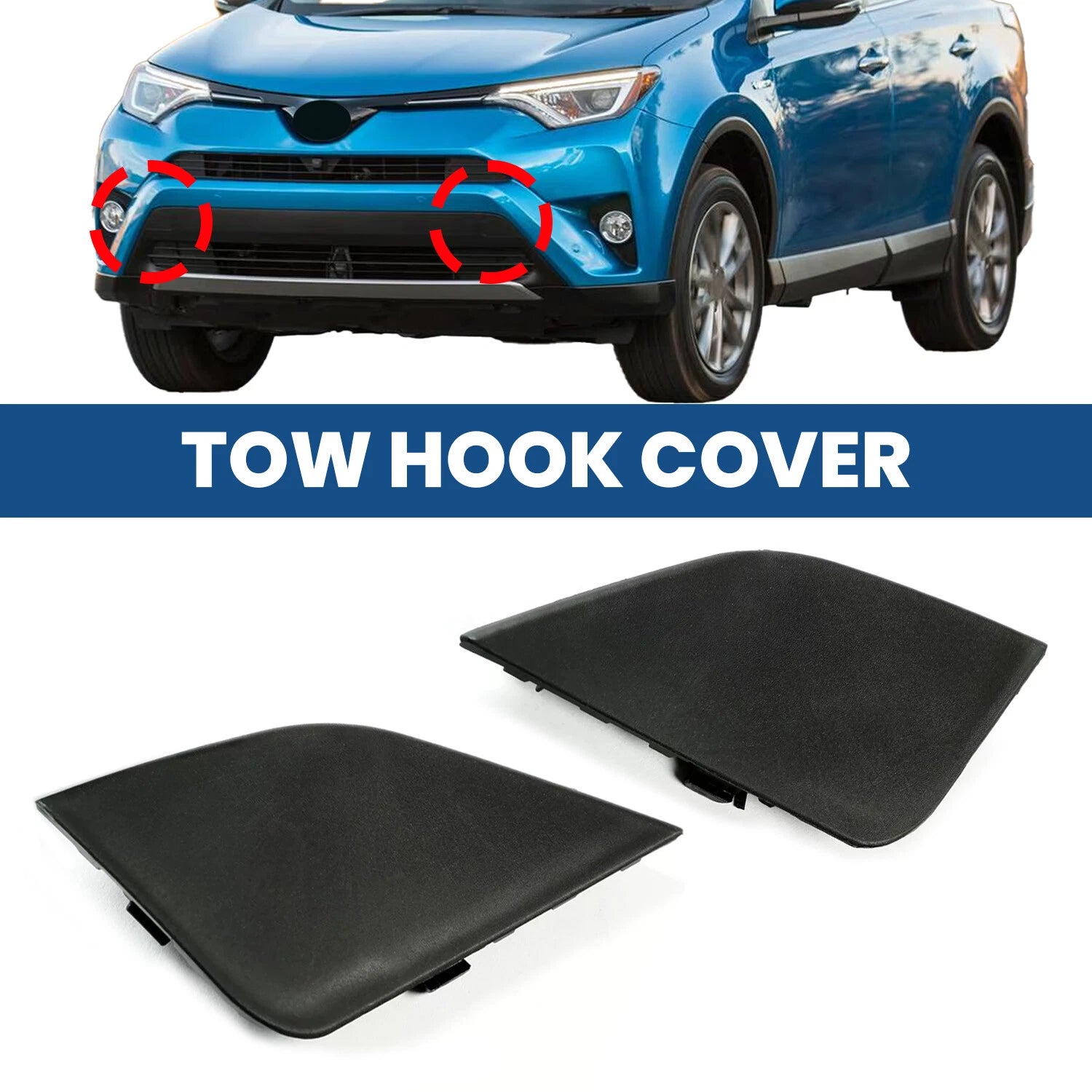 Tow Hook Eye Cover Cap Set of 2 for Toyota RAV4 (2016–2018)