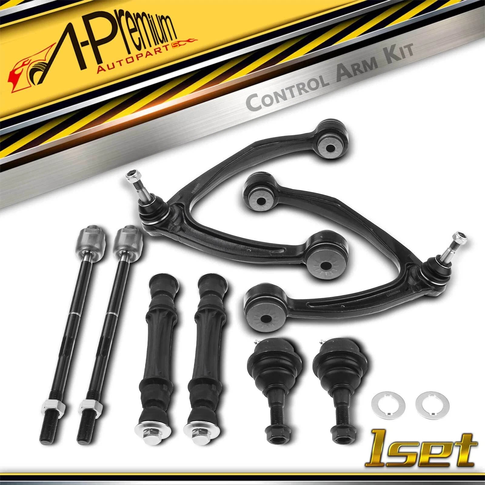 Set of 8 Control Arm Sway Bar Link Kit Tie Rod End for Cadillac Chevy GMC