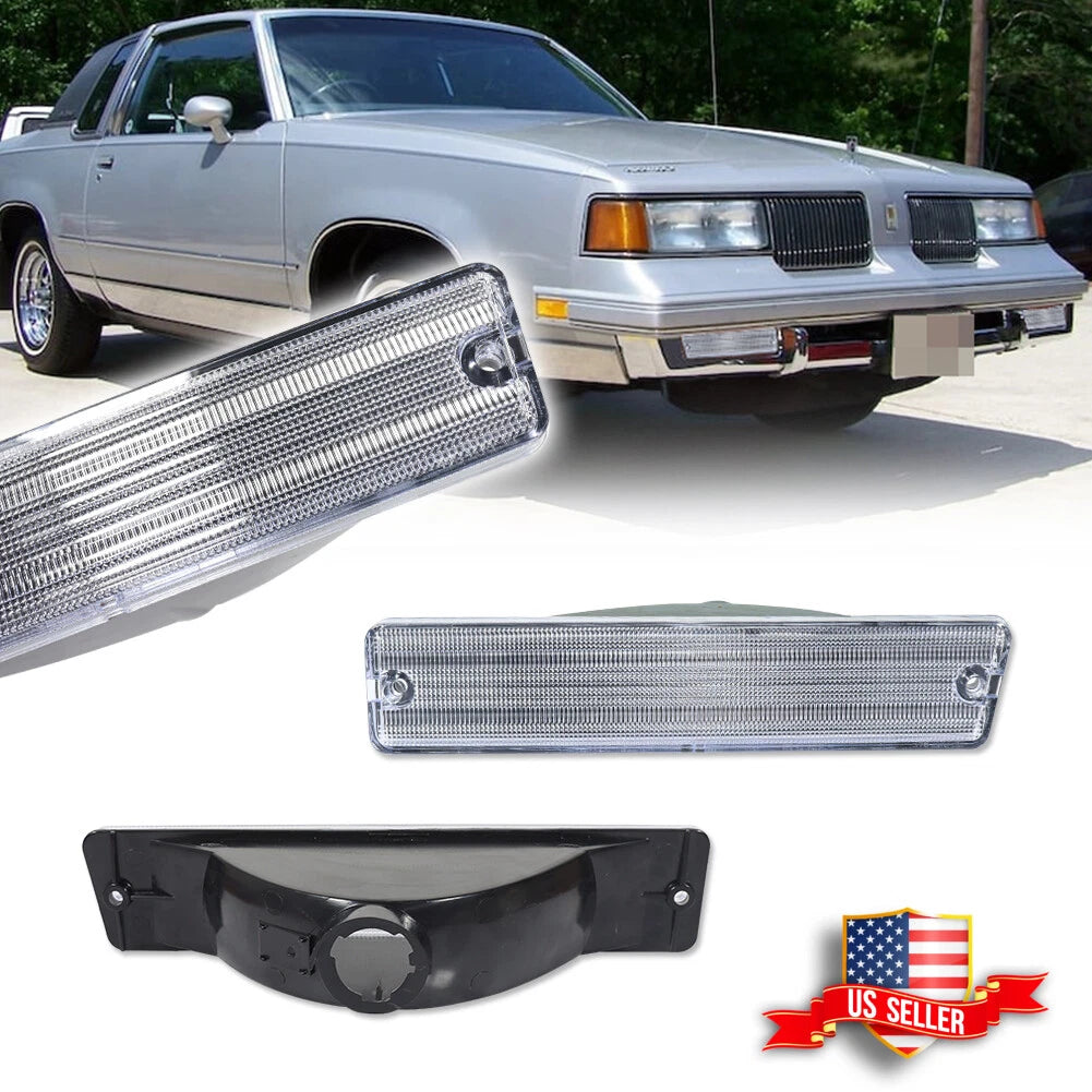 2X Clear Front Bumper Parking Signal Lights for Oldsmobile Cutlass Supreme (1981–1988)