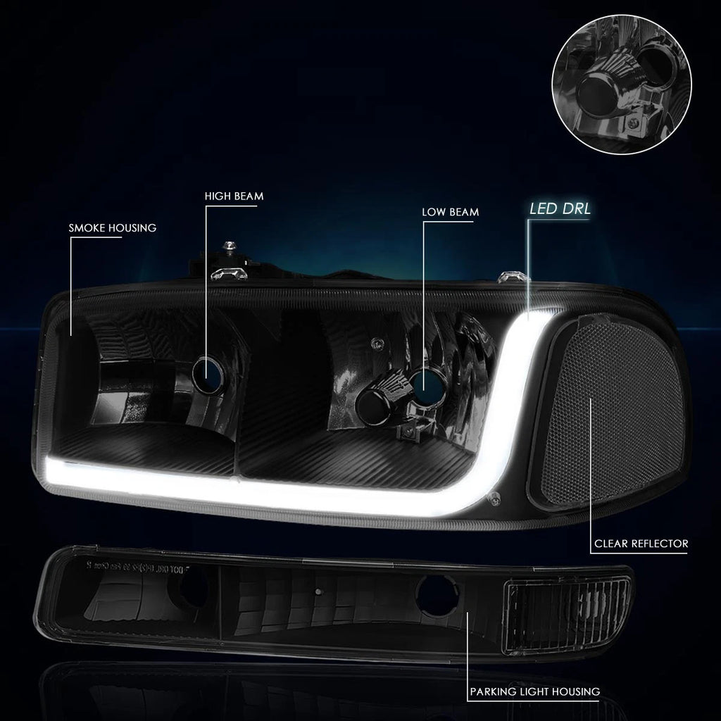 LED DRL Headlight with Bumper Signal Lamps for GMC Sierra/Yukon (1999–2007)