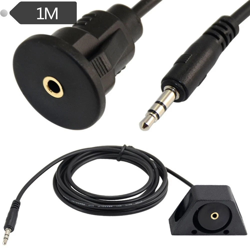 AUX Extension Flush Mount Male to Female for Car Boat Truck Dashboard 1M
