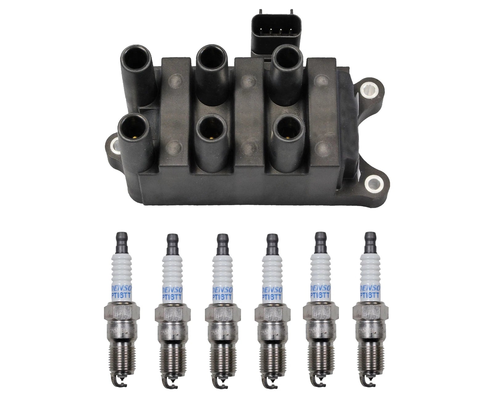 Denso Ignition Coil & 6 Platinum TT Spark Plugs for Ford Mercury Mazda