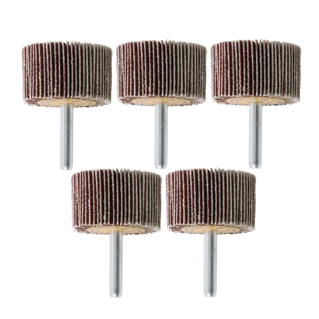 Set of 5 Aluminum Oxide Flap Wheels for Various Applications (1-1/2" x 1" x 1/4")